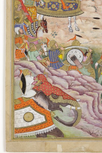Dettaglio delle truppe di Babur che prendono la fortezza di Kabul, c.1590-1600 da Dhannu, and Dharmdas Farrukh